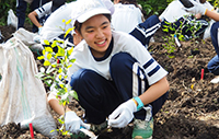 Planting trees at the outdoor education classes